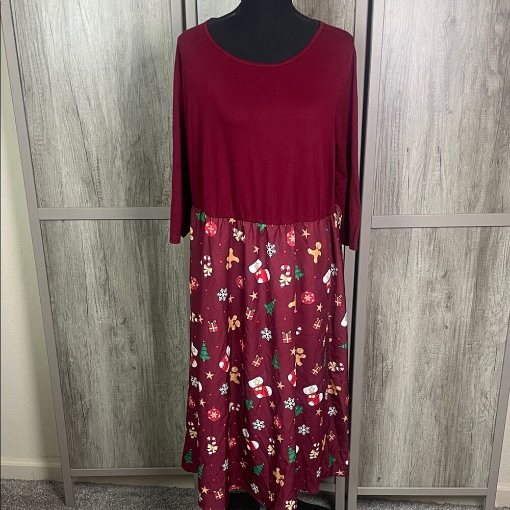 BloomChic Burgundy Christmas Long Sleeve Dress Women's 18-20